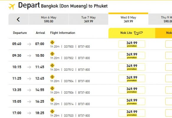vols bangkok phuket moins 10 euros