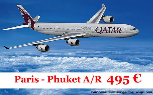 Promotion avion Thaïlande  vols Paris  Phuket A/R à 495 euros