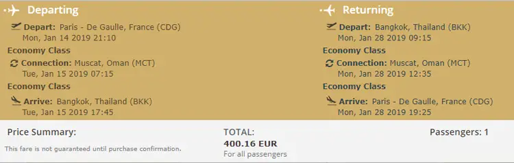 avion thailande 400 euros le billet