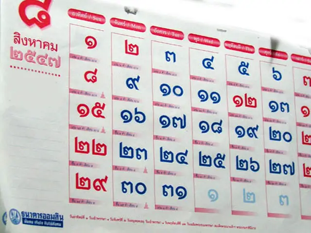 calendrier thai