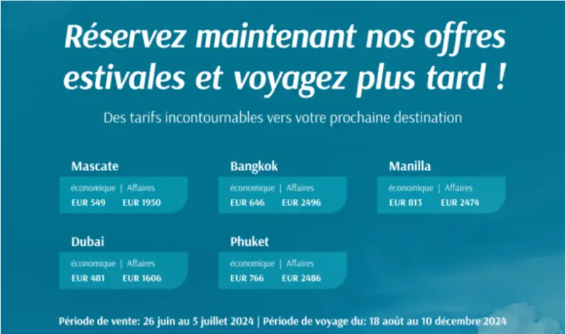 promotion vols pour la thaïlande à 615€ l'aller-retour avec oman air