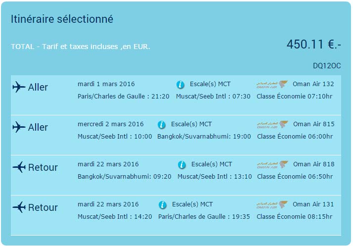 vols paris bangkok 450 euros