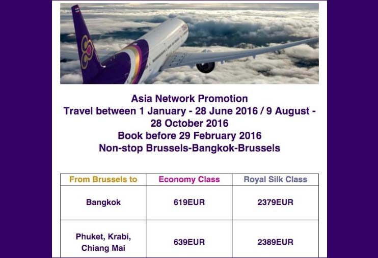 Promo vols bruxelles bangkok