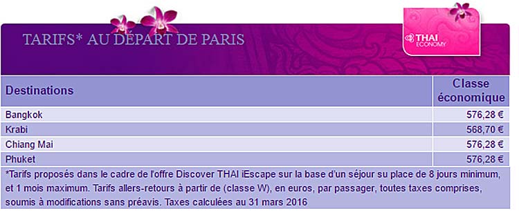 vols directs paris bangkok