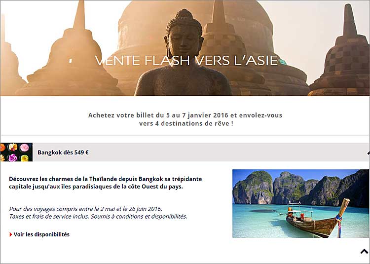 vente flash vol thailande